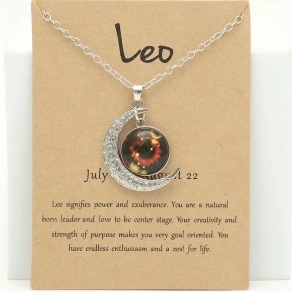 Luminous Zodiac Retro Moon Pendant Necklace & Card NIP - Picture 9 of 15